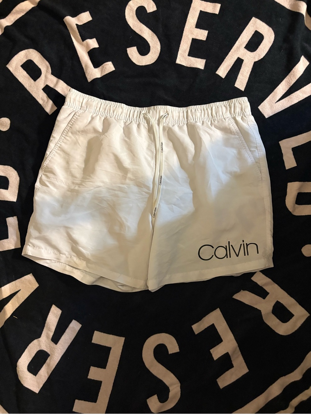 Calvin Klein White Men’s Athletic Shorts with Elastic Waist